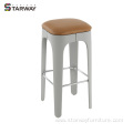 Modern High Plastic Bar Stool with Upholstered Seat